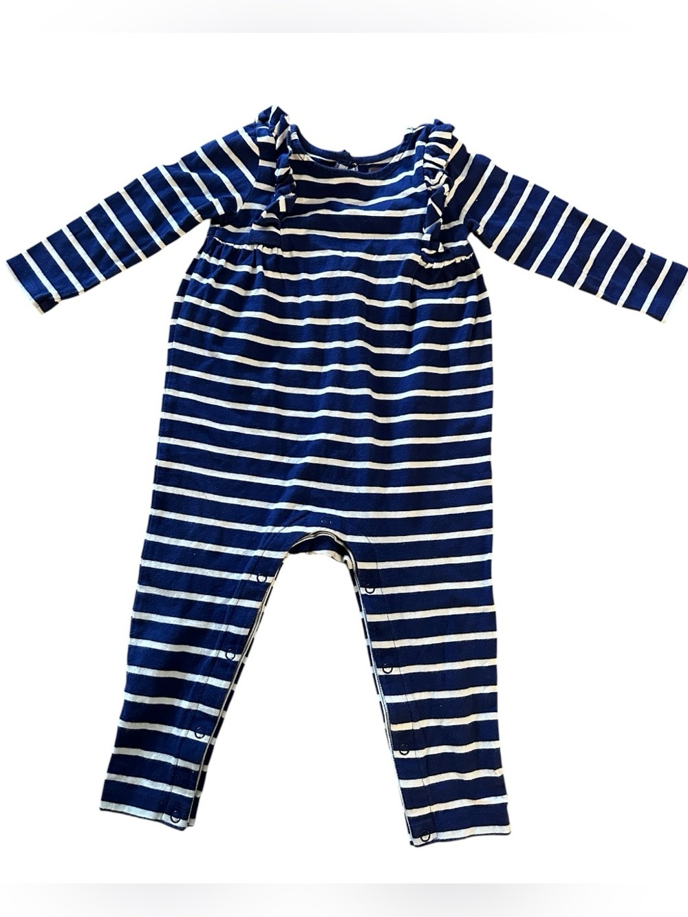 Tea Collection Navy & White Striped Long-Sleeve Baby Romper